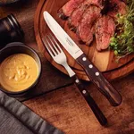 Churrasco Steak Knife Serrated Wide Blade with Polywood Handle Red 127mm