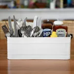 Coney Island Creme 4-Compartment Caddy with Leather Handle 370x215mm