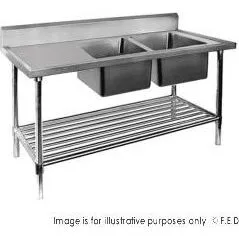 Modular System Double Left Sink Bench with Pot Undershelf - DSB6-1500R/A