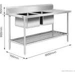 Left Inlet Double Sink Dishwasher Bench DSBD7-1800L/A