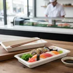 PakMax 6.5"*4.5"*0.8" Sugarcane Sushi Tray - ST-08