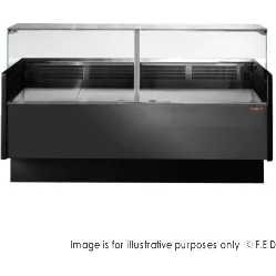Tecnodom Serie MR80 Black 2000mm Wide Deli Display with Storage and Castors