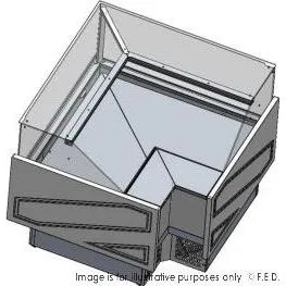 Tecnodom Series MR9.5 Black Corner Deli Display w/ Storage and Castors TDMR-E