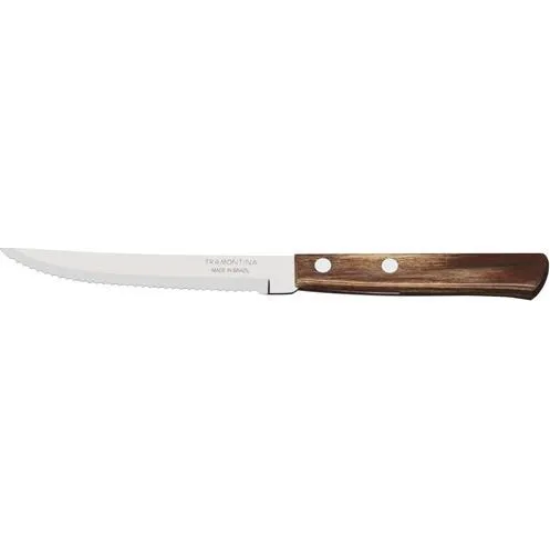 Churrasco Steak Knife Serrated Narrow Blade with Polywood Handle Brown 127mm