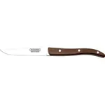 Churrasco Steak Knife Straight Narrow Smooth Edge Blade with Polywood Handle Brown 102mm