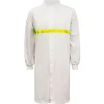 Food Industry Long Length Dustcoat With Mandarin Collar, Contrast Trims On Chest