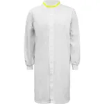 Food Industry Long Length Dustcoat With Mandarin Collar, Contrast Trims On Collar