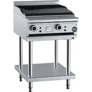 B&s Black 600mm Char Broiler, Leg Base With Undershelf, 60mj, Lpg