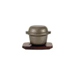 Garlic Prawn Pot-Cast Iron | W/Wood Base | 115x90mm