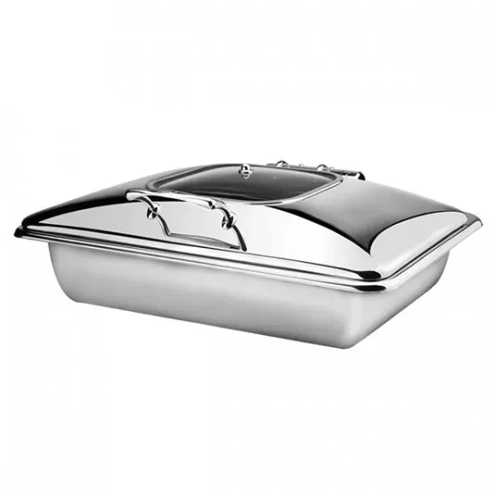 Induction Chafer-18/10 | Rect. | 1/1 Size - Glass & S/S Lid