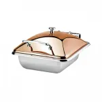 Induction Chafer-18/10 | Rect. | 2/3 Size - Gold Rose Lid