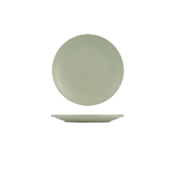 Zuma Round Coupe Ribbed Plate-210mm Ø - Pearl Pistachio