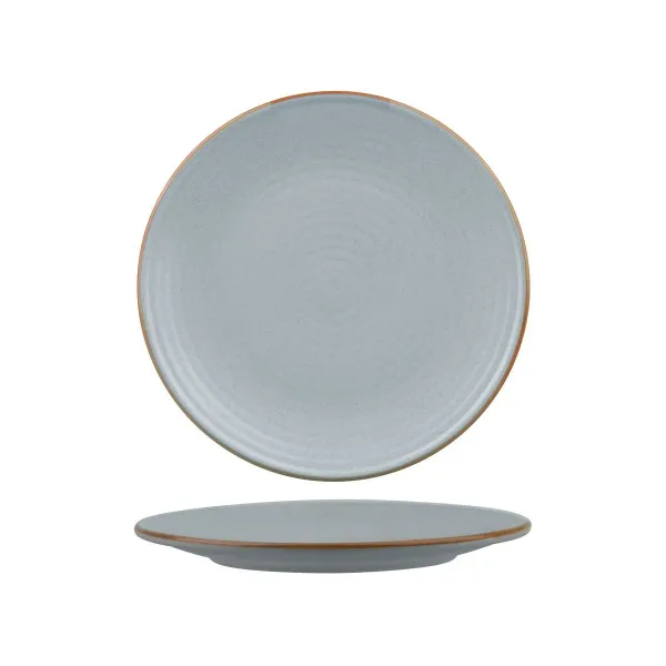 Zuma Round Coupe Ribbed Plate-210mm Ø - Bluestone