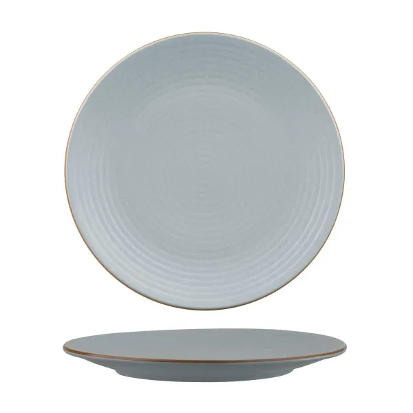 Zuma Round Coupe Ribbed Plate-265mm Ø - Bluestone
