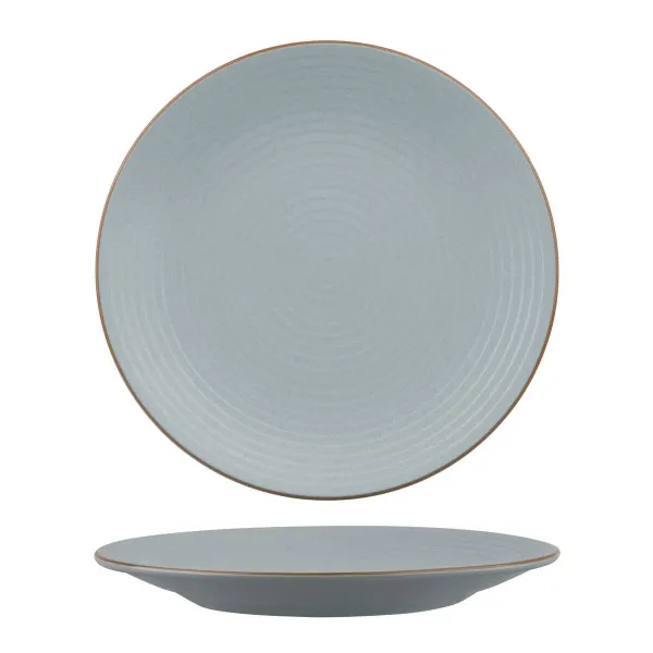 Zuma Round Coupe Ribbed Plate-310mm Ø - Bluestone
