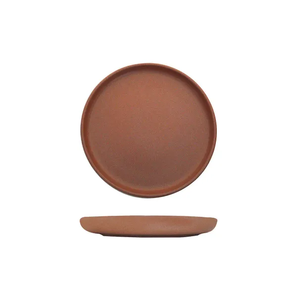 Walled Round Plate - 220mm Ø - Brown