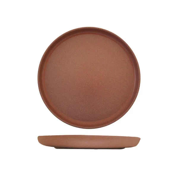 Walled Round Plate - 280mm Ø - Brown