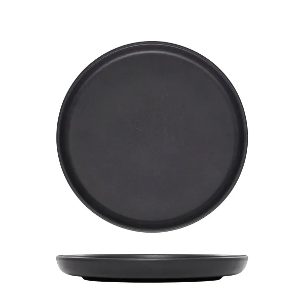 Walled Round Plate - 220mm Ø - Black