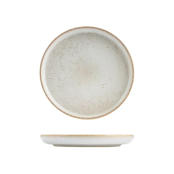 Walled Round Plate - 220mm Ø - Limestone