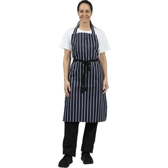Whites Butchers Stripe Bib Apron Blue/White