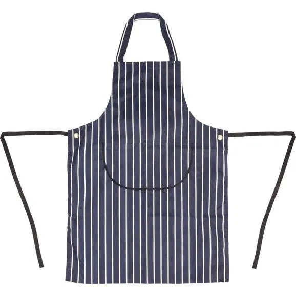 Whites Butchers Stripe Bib Apron with Pocket Blue/White