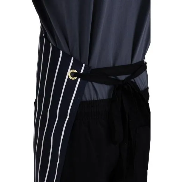 Whites Butchers Stripe Bib Apron with Pocket Blue/White