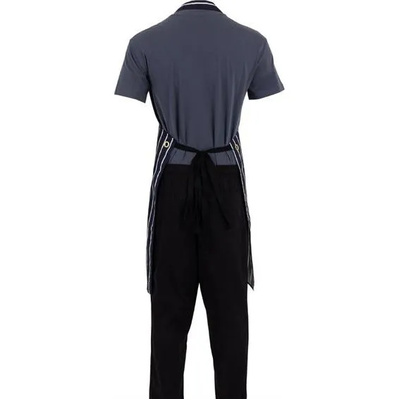 Whites Butchers Stripe Bib Apron with Pocket Blue/White