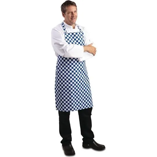 Whites Bib Apron Polycotton Blue/White Check
