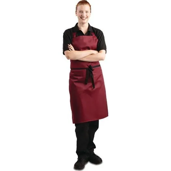Whites Bib Apron Polycotton Burgundy