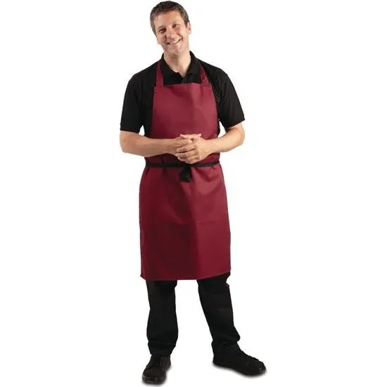 Whites Bib Apron Polycotton Burgundy
