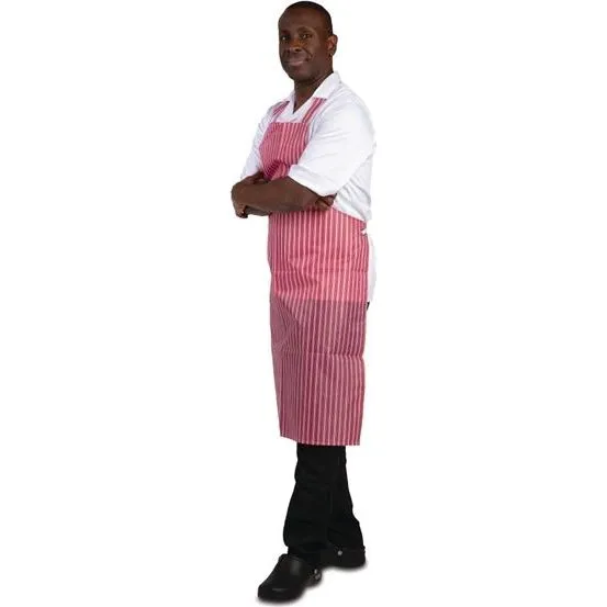 Whites Water Resistant Bib Apron Red/White Stripe