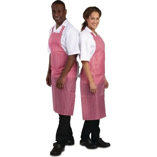 Whites Water Resistant Bib Apron Red/White Stripe