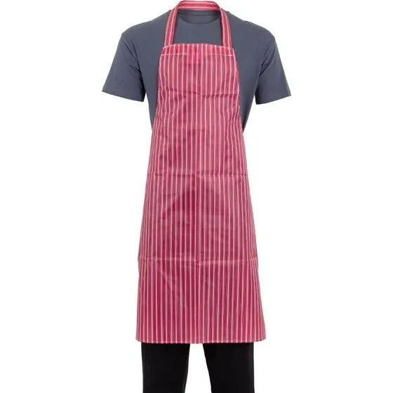 Whites Water Resistant Bib Apron Red/White Stripe
