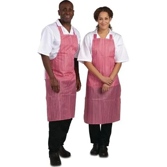 Whites Water Resistant Bib Apron Red/White Stripe