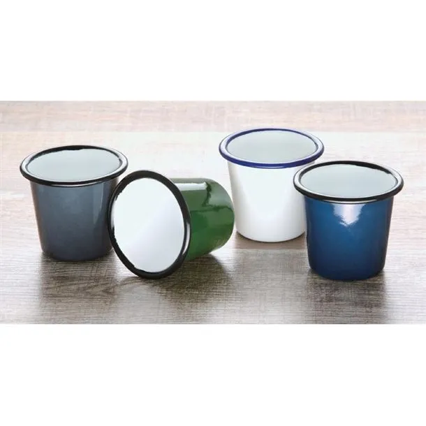 Olympia Enamel White/Blue Sauce Cup - 115ml 4oz (box 6)