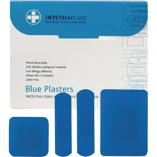 Dependaplast Blue Food Area Plasters Assorted 100 Pack