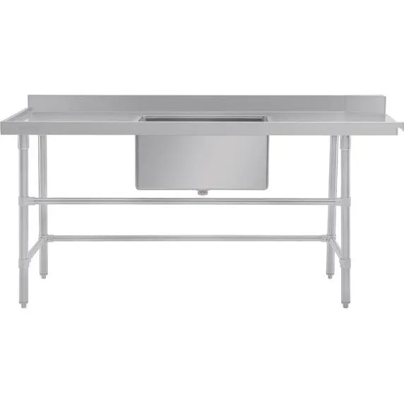 Vogue Dishwasher Inlet Table With Sink (90mm Outlet) - 1800x700x960mm L/H view 4