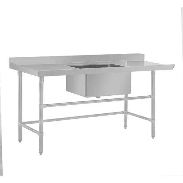 Vogue Dishwasher Inlet Table With Sink (90mm Outlet) - 1800x700x960mm L/H view 5