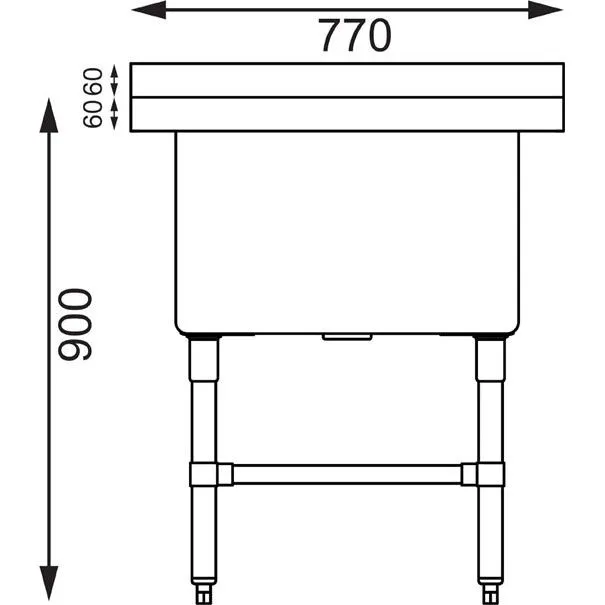Vogue St/St Deep Pot Sink - 770mm (w) X 600mm (d) (90mm Drain)