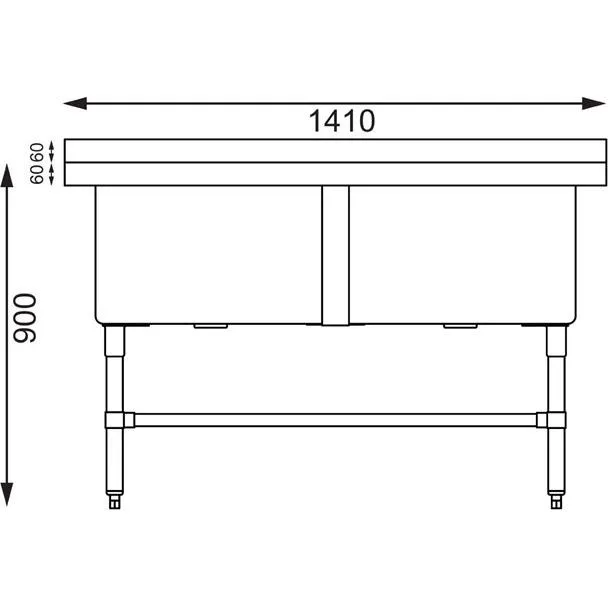 Vogue Double Deep Pot Sink (90mm Drain)