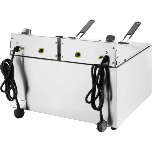 Apuro Double Electric Fryer with Timer - 2x8Ltr - 2x2.9kW