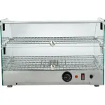 Apuro Pastry Heated Showcase Curved Glass w/Hinged Rear Doors 2 Shelves 45Ltr