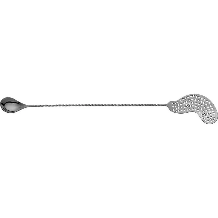 Bar Spoon with Strainer Stainless Steel Black — 390mm