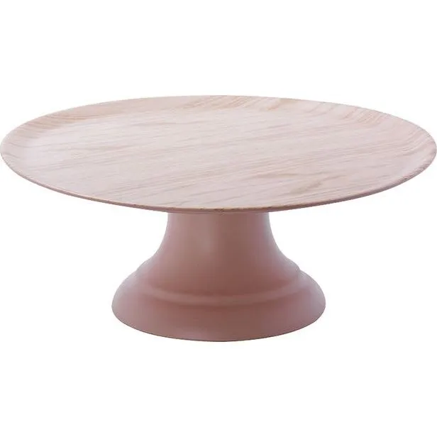 Cake Plate with Stand Melamine Wood Grain — 297x110mm