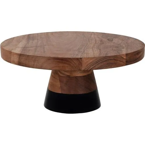 Cake Stand Round Acacia Black Border — 300x130mm