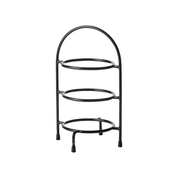 3-Tier Round Display Stand Black — 155x185x350mm