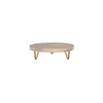 Display Stand Round White Melamine Wood Metal Legs — 300x90mm
