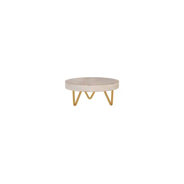 Display Stand Round White Melamine Wood Metal Legs — 200x90mm