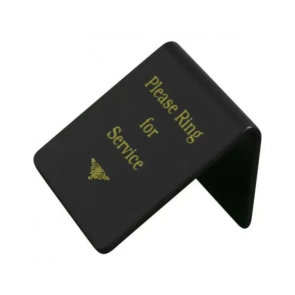 Chef Inox Table Sign: "please Ring For Service" Gold On Blk