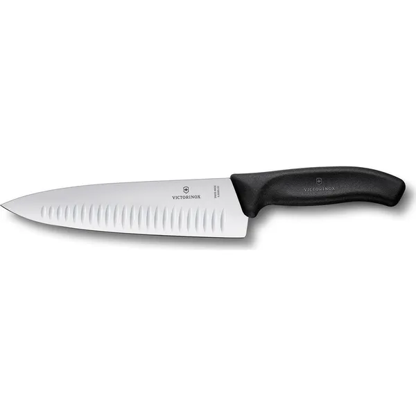 Cooks-Carving Knife, 20cm, Extra Wide fluted Blade, Classic - Black
